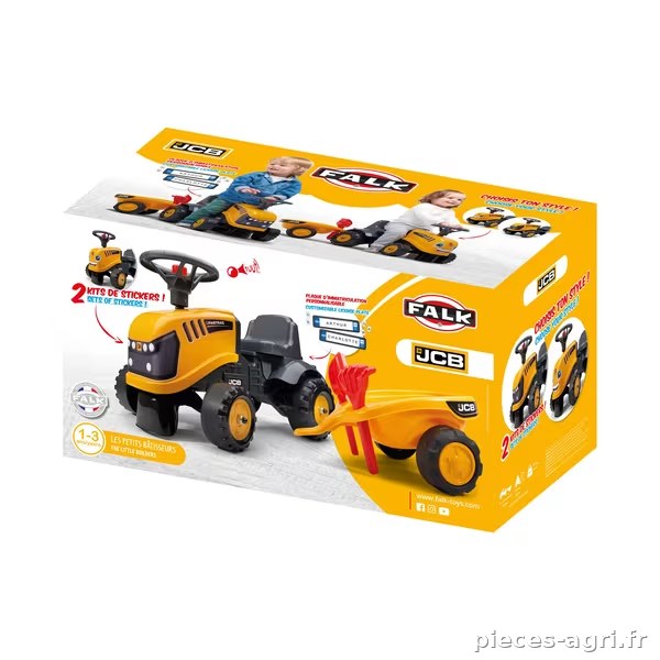 Porteur chantier JCB avec remorque, pelle et rateau vue 3