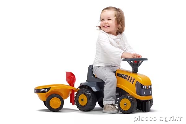 Porteur chantier JCB avec remorque, pelle et rateau vue 4