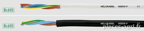 Câble 2x0,75 mm², blanc, PVC · réf. H05VVF2X075WHR100