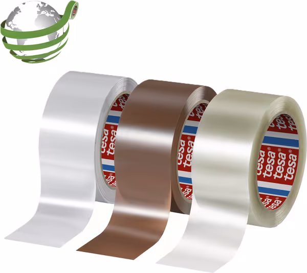 Ruban d'emballage PET 90 % PCR à faible bruit 100 m x 50 mm transparent · réf. T601460000000
