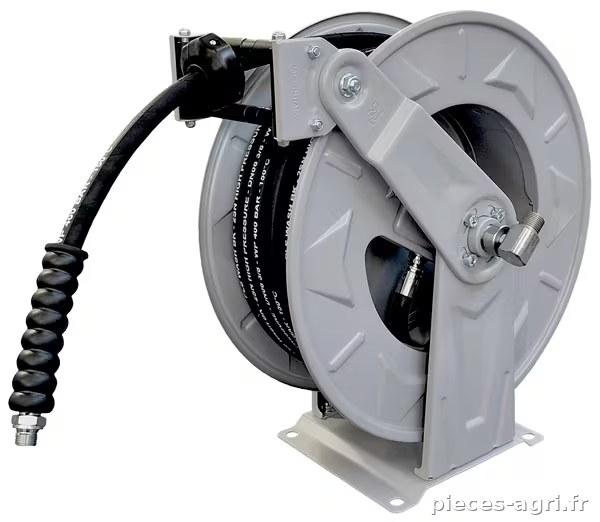 Enrouleur de tuyau automatique en acier avec tuyau de 15 m DN8 250 bar et raccord mâle 3/8". · réf. HD1000FE15