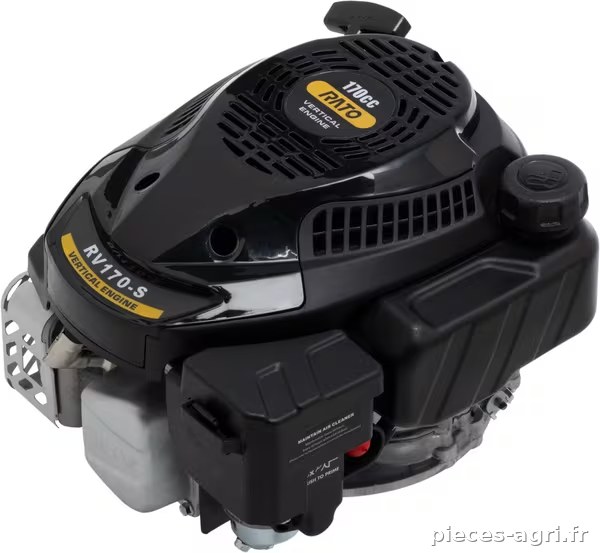 Moteur vertical 170 cm3, 22,2 / 80 mm, démarreur à corde, starter automatique, Rato · réf. RV170S2280