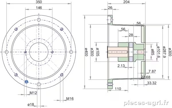 Support pompe L K J 400 SAE-B vue 2