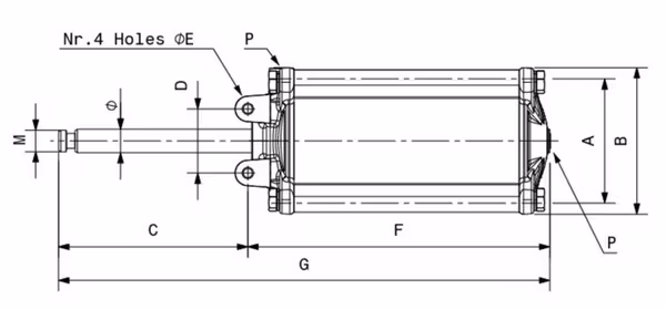Vérin pneumatique 8" avec capteurs à double effet vue 2