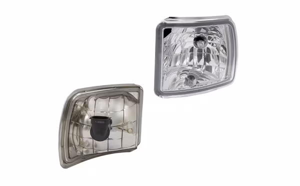 Feu de travail d'angle halogène, gauche, 12V, 50W, carré, blanc, 123x115x121mm, prise PGJ13, Wesem · réf. LPRC54701