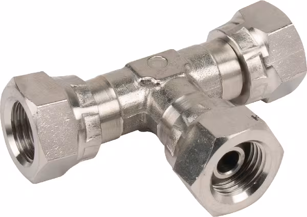 Raccord tournant en T F 3/8" SS · réf. T06FSS