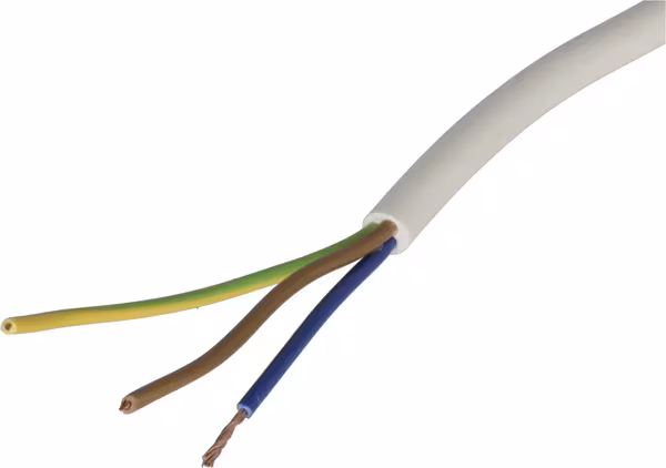 Câble 3x0,75mm² blanc, PVC, par m, Helukabel · réf. H05VVF3X075WH