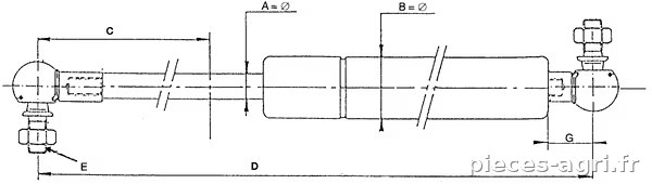 Vérin à gaz L264,5-200N Stabilus vue 3