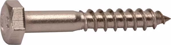 Vis à bois 10x50mm, tête hexagonale 17mm, acier inoxydable, DIN 571 Kramp · réf. 5711050RVSA4