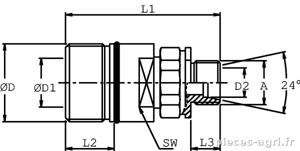 Coupleur à visser fem M42x200 vue 2