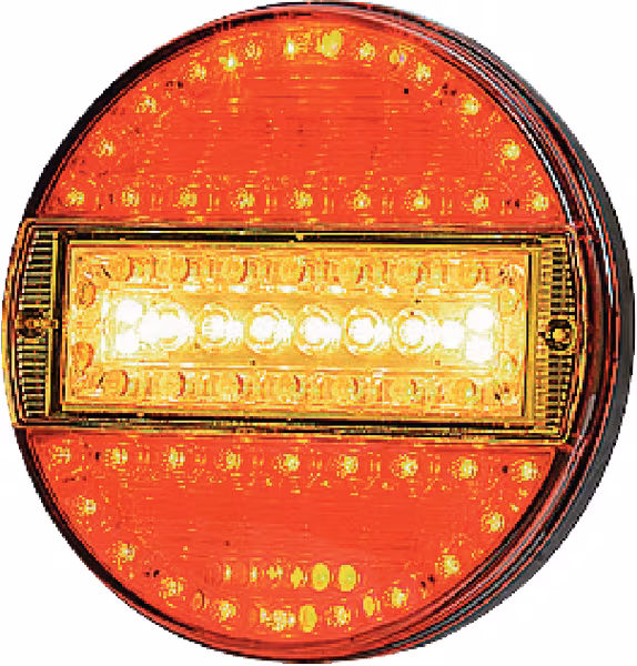 Feu arrière multifonction LED, rond, 12-24V, Ø 140mm, 7 fiches, Kramp · réf. LA40014