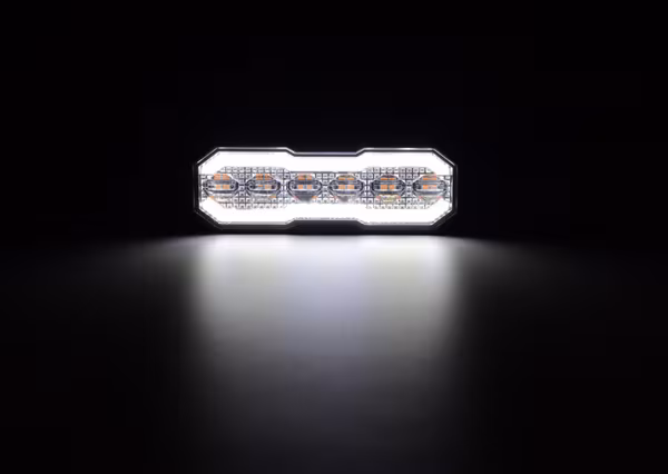 Feu clignotant / feu de position avant LED, rectangulaire, 12/24V, orange/blanc, 129x41x14mm, 12/42 LED,Kramp · réf. LA20165