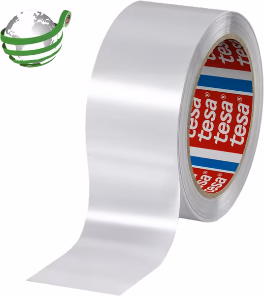 Ruban d'emballage PET 90 % PCR à faible bruit 100 m x 50 mm blanc · réf. T604160000300