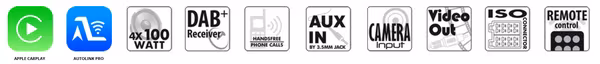 Autoradio 12 V, CarPlay, écran complet « DAB » + caméra vue 6