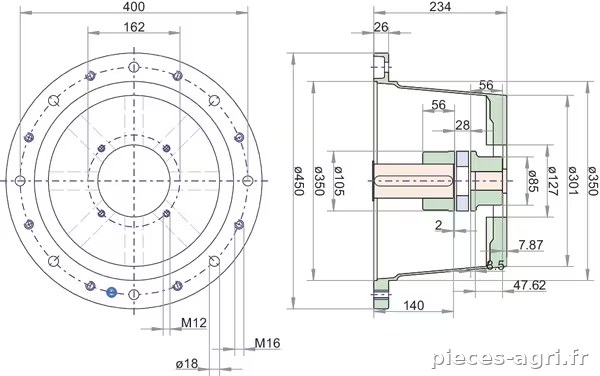 Support pompe F E 450 SAE-C vue 3