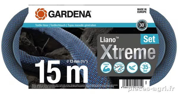 Tuyau textile Liano™ Xtreme 13 mm (1/2"), jeu de 15 m · réf. GA18465