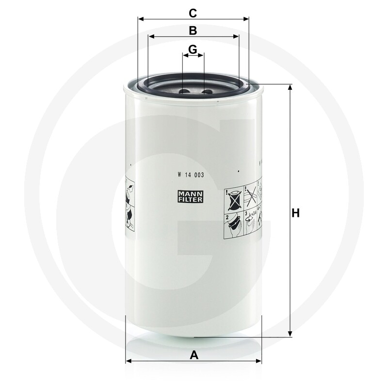 MANN FILTER Filtre à huile hydraulique · réf. 565W14003