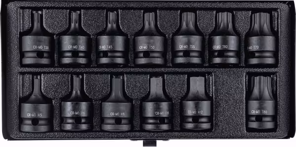 Coffret de douilles à choc 1/2" 6 pans et Torx – 13 pièces · réf. 67406STI