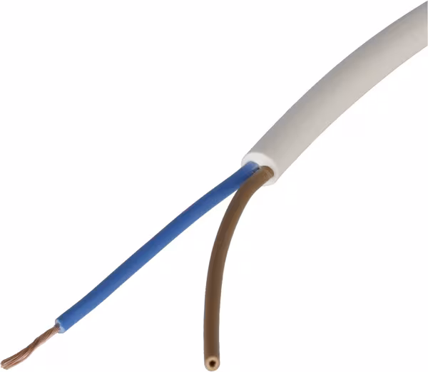 Câble 2x0,75mm² blanc, PVC, par m, Helukabel · réf. H05VVF2X075WH