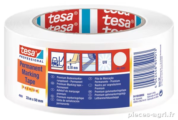 Ruban adhésif premium PVC permanent, blanc, 33m x 50 mm, TesaFLEX® · réf. T041690005693