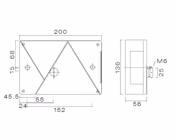 Feu arrière droit rectangulaire, feu antibrouillard, 12V, rouge/transparent, à visser, 200x136x56mm, baïonnette 5 broches, Multipoint IV vue 4