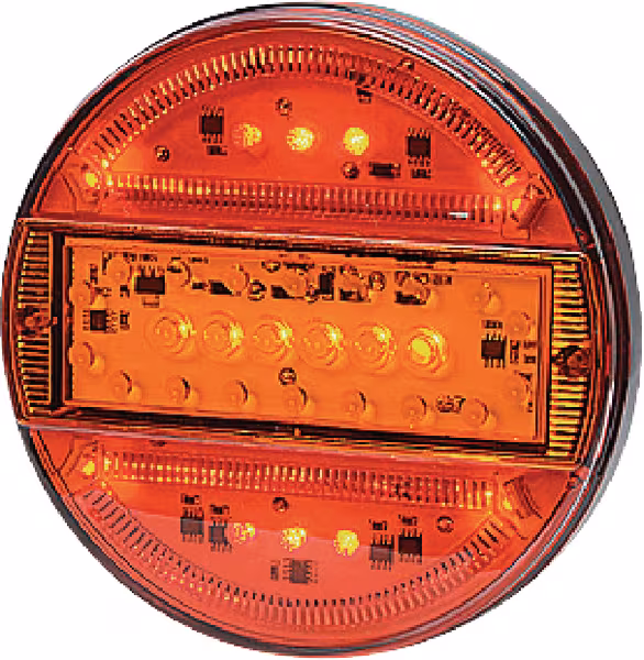 Feu arrière multifonction LED, rond, 12-24V, Ø 140mm, 5 fiches, Kramp · réf. LA40012