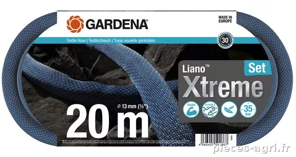 Tuyau textile Liano™ Xtreme 13 mm (1/2"), jeu de 20 m · réf. GA18470