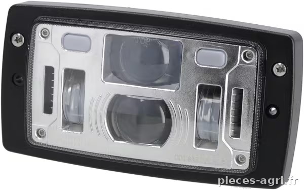 Phare LED, 40/22W, rectangulaire, 10-30V, 185x102x82, feu de route/croisement, feu de position, connecteur H4, Kramp · réf. LA10425