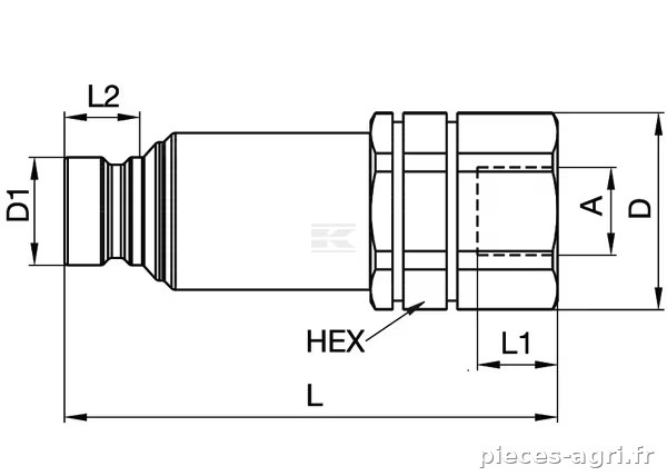 Raccord mâle 1/2-3/4 à face plate FB · réf. PLK42013113
