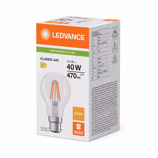 Lampe LED 3,4 W 827 B22D · réf. CLA4082722G5