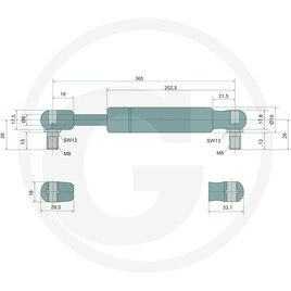 Stabilus Vérin à gaz vue 2