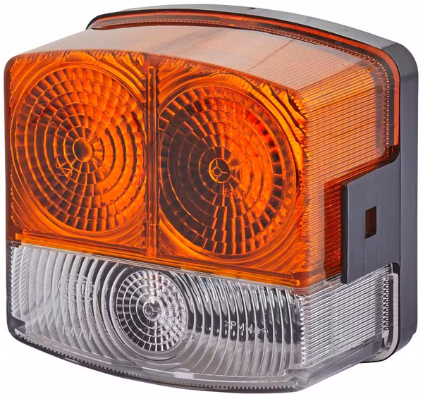 Feu de direction et de position LH 21/10W, carré, 12V, ambre/transparent, à boulonner, 95x54.5x90mm, Hella · réf. 2BE002776251