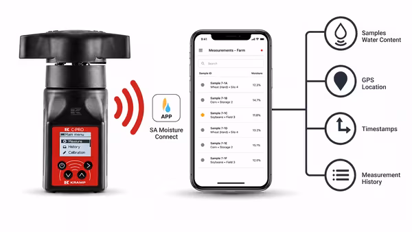 Appareil de mesure de l'humidité des céréales C-PRO Kramp - Bluetooth · réf. MM5620