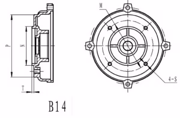 Bride moteur EM71-B14 IE2  vue 3
