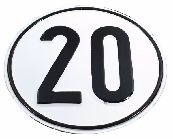 Plaque 20 km type allemand · réf. BL20