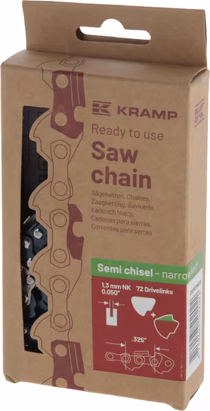 Chaîne de tronçonneuse .325" 1,3 mm 72 DL semi-chisel trait de scie étroit, Kramp Efficiency · réf. 32513SB72NKEKR
