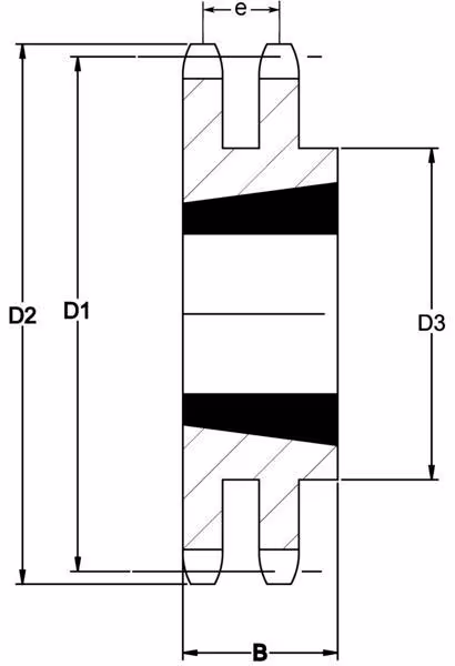 Pignon duplex 14 dents chaîne 1" 16 B-2 for Taperlock 1615 Kramp vue 2
