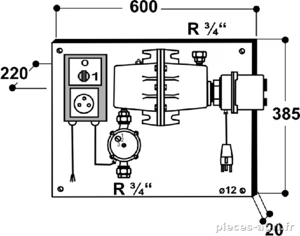 Réchauffeur mod.303, 230V, 3000W, pompe 100W vue 2
