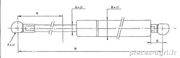 Vérin à gaz L320-120N Stabilus · réf. CA6714NO