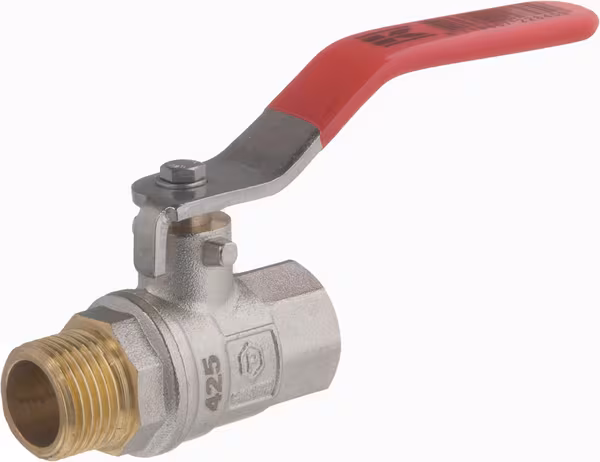 Vanne à bille BSP femelle/mâle 1/2" + poignée SS · réf. KS12MKR