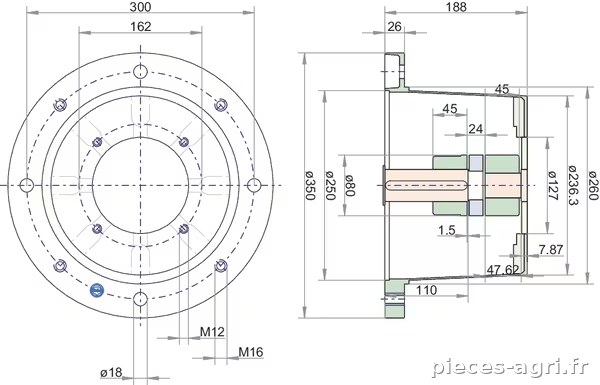 Support pompe F E 300 SAE-C vue 2