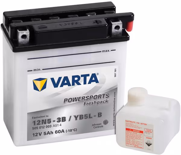 Batterie 12V 5Ah 60A Sports motorisés Freshpack VARTA · réf. 505012006I314PS