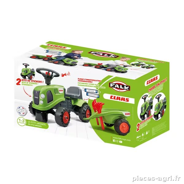 Tracteur Claas avec remorque, pelle et rateau vue 3