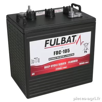 Batterie 6V 225(C20)/185Ah(C5) plomb-acide noyé · réf. FDC105