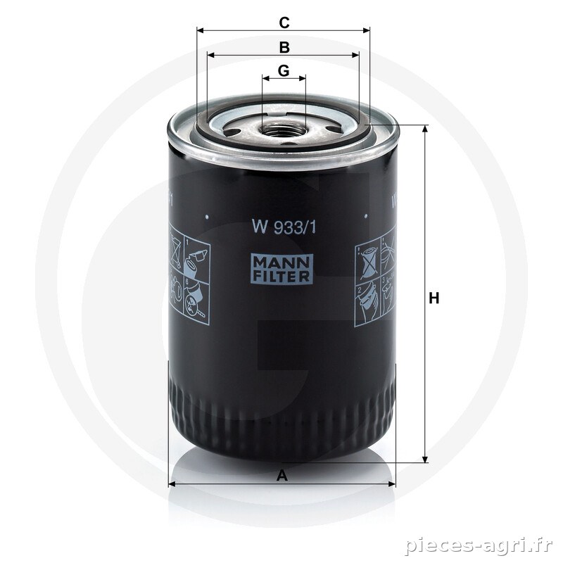 MANN FILTER Filtre à huile moteur vue 3