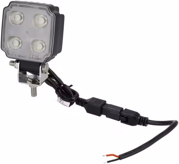 Phare de travail LED, 20W, 3000lm, carrée, blanche, 75x47x107,5mm, Deutsch 2 fiches, faisceau diffus, Kramp · réf. LA10905