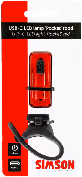 Lampe de poche LED rechargeable USB-C, rouge · réf. 022032SIM