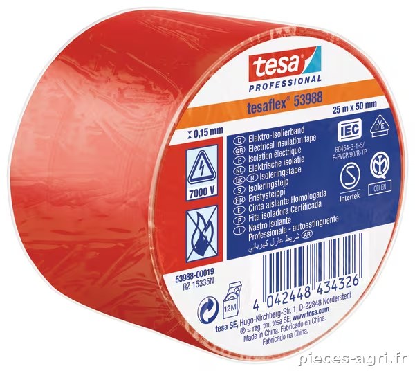 Ruban isolant, rouge, 25m x 50mm TesaFLEX® · réf. T539880001900