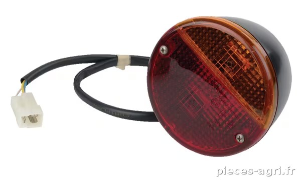 Feu arrière rond, rouge/ambre, à boulonner, prise AMP Ø 115mm, Cobo · réf. 02971000