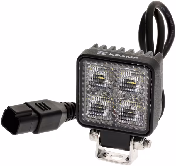Phare de travail LED, 12W, 1200lm, carrée, 12/24V, blanche, 53,7x75,5x32,3mm prise Deutsch, faisceau large, 8LED · réf. LA10605